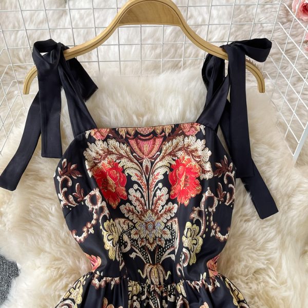 Annual Meeting High-End Evening Dress Women's New Banquet Temperament Socialite Swing Long Dress Printing Slip Dress Summer - Image 3