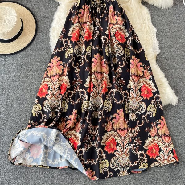 Annual Meeting High-End Evening Dress Women's New Banquet Temperament Socialite Swing Long Dress Printing Slip Dress Summer - Image 4