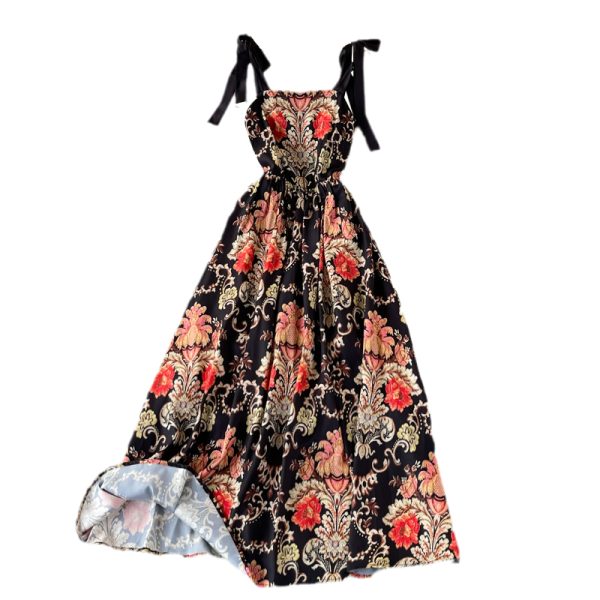 Annual Meeting High-End Evening Dress Women's New Banquet Temperament Socialite Swing Long Dress Printing Slip Dress Summer - Image 6